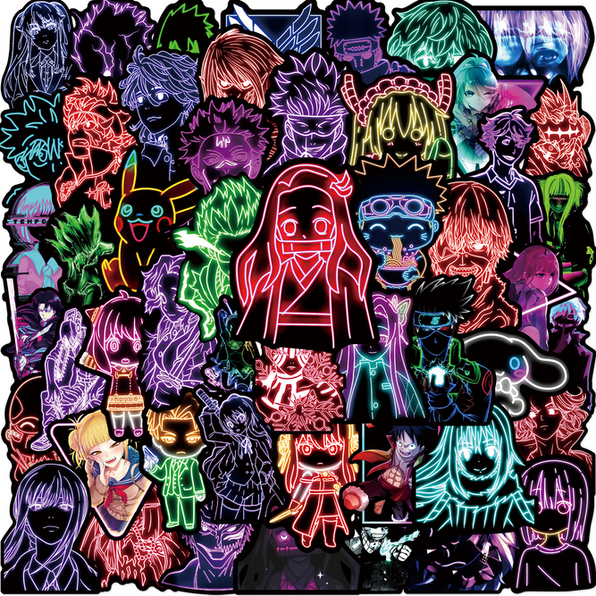 5 Random Neon Anime Stickers