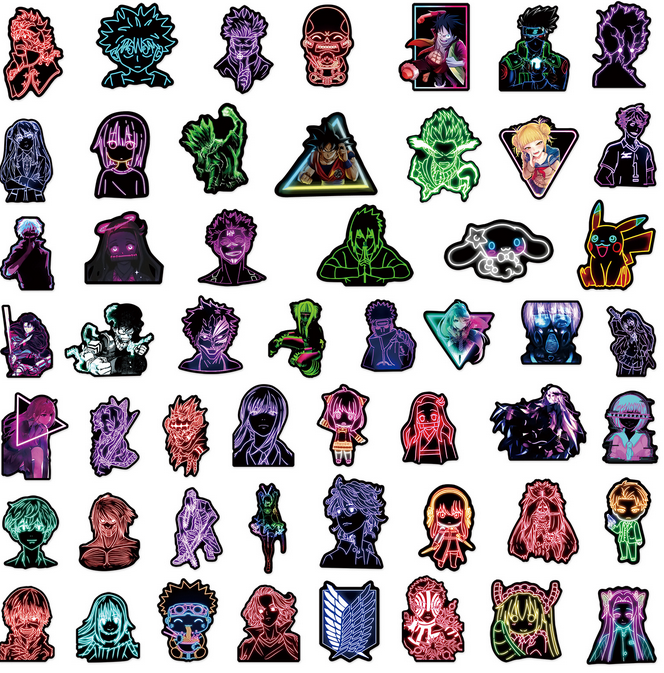 5 Random Neon Anime Stickers