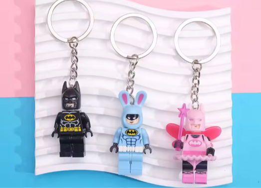 Batman Lego Minifig Couple Keychain