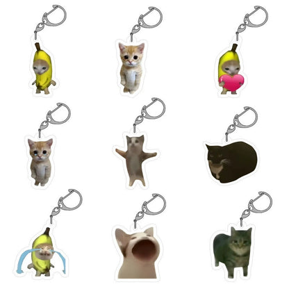 Meme Cat Acrylic Keychain