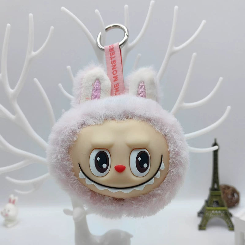Labubu Face Plush Keychain