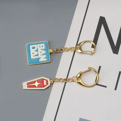 Bandai Logo & Gundam Shield Gold Keychain – Premium Mecha Collectible Accessory