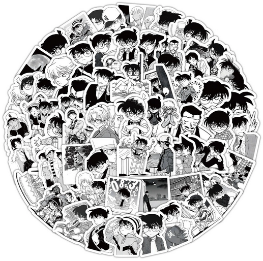 5 Random Detective Conan B/W Stickers
