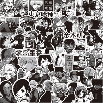 [Mega] 10 Random Anime B/W Stickers