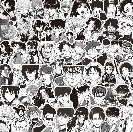 [Mega] 10 Random Anime B/W Stickers