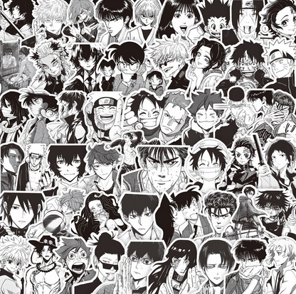 [Mega] 10 Random Anime B/W Stickers