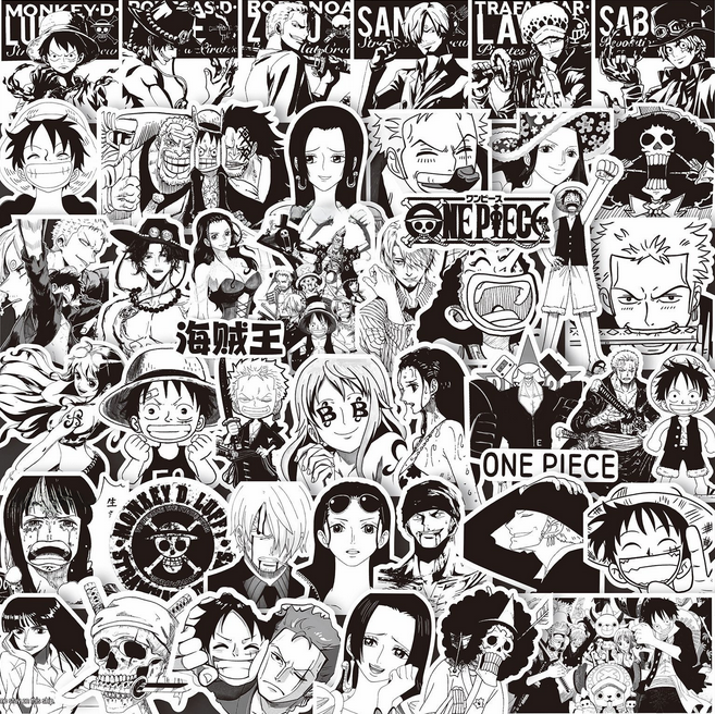 [Mega] 10 Random Anime B/W Stickers