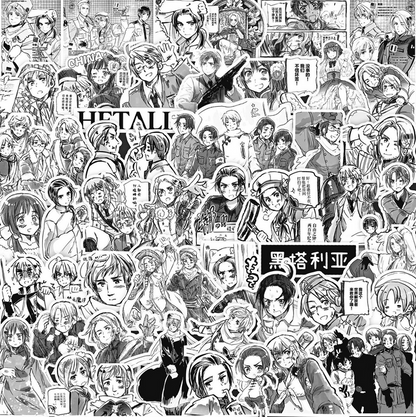 [Mega] 10 Random Anime B/W Stickers