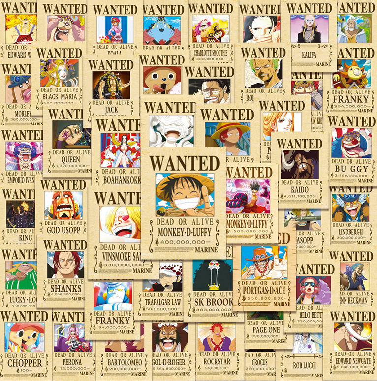 5 Random Wanted Stickers [One Piece]