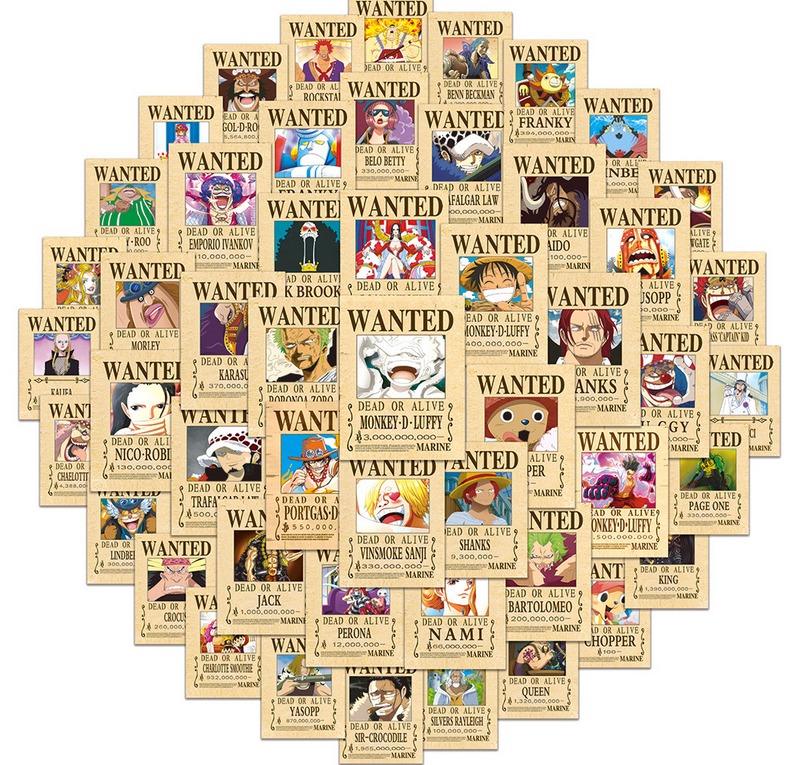 5 Random Wanted Stickers [One Piece]