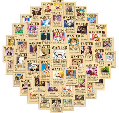 5 Random Wanted Stickers [One Piece]