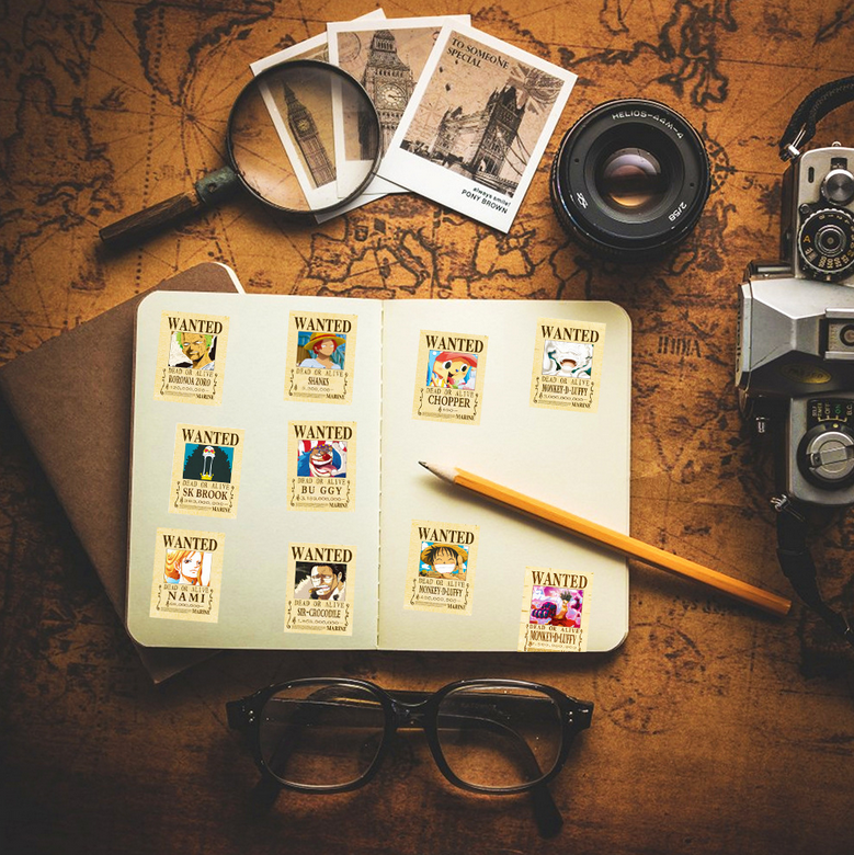 5 Random Wanted Stickers [One Piece]
