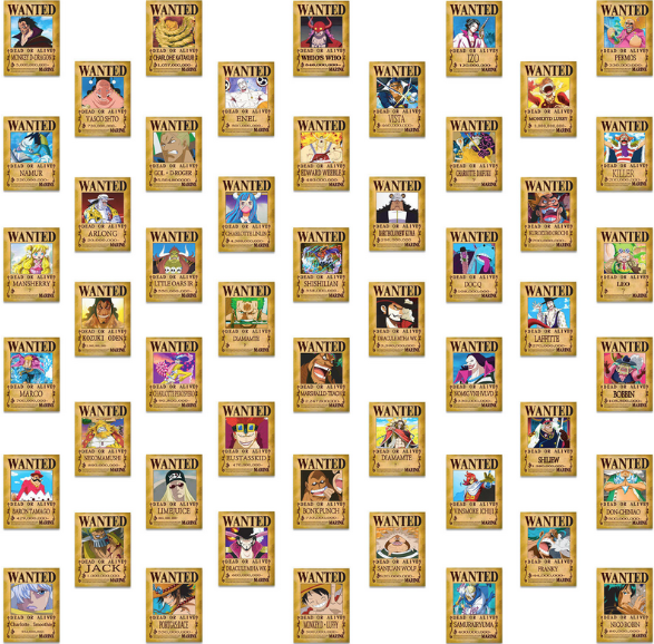 5 Random Wanted Stickers [One Piece]