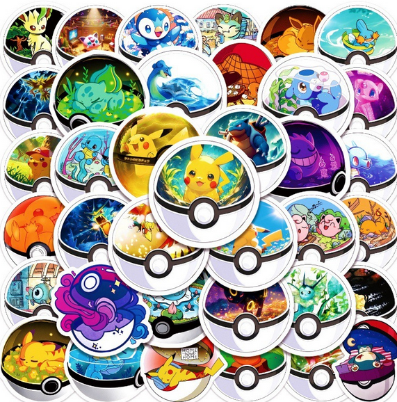 5 Random Pokeball Stickers