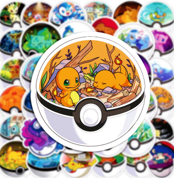 5 Random Pokeball Stickers