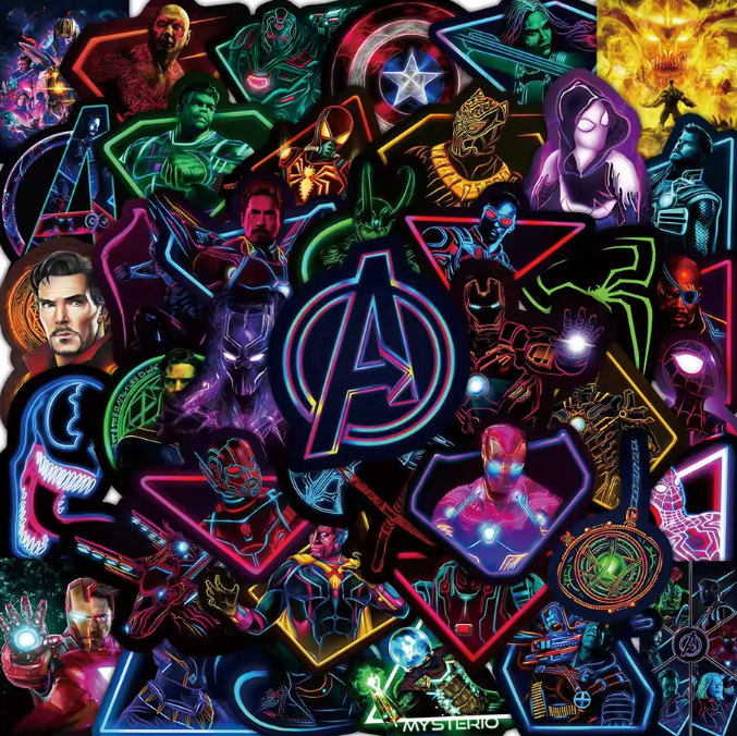 5 Random Neon Marvel Stickers