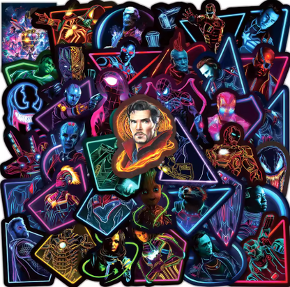 5 Random Neon Marvel Stickers