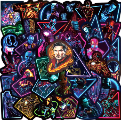 5 Random Neon Marvel Stickers