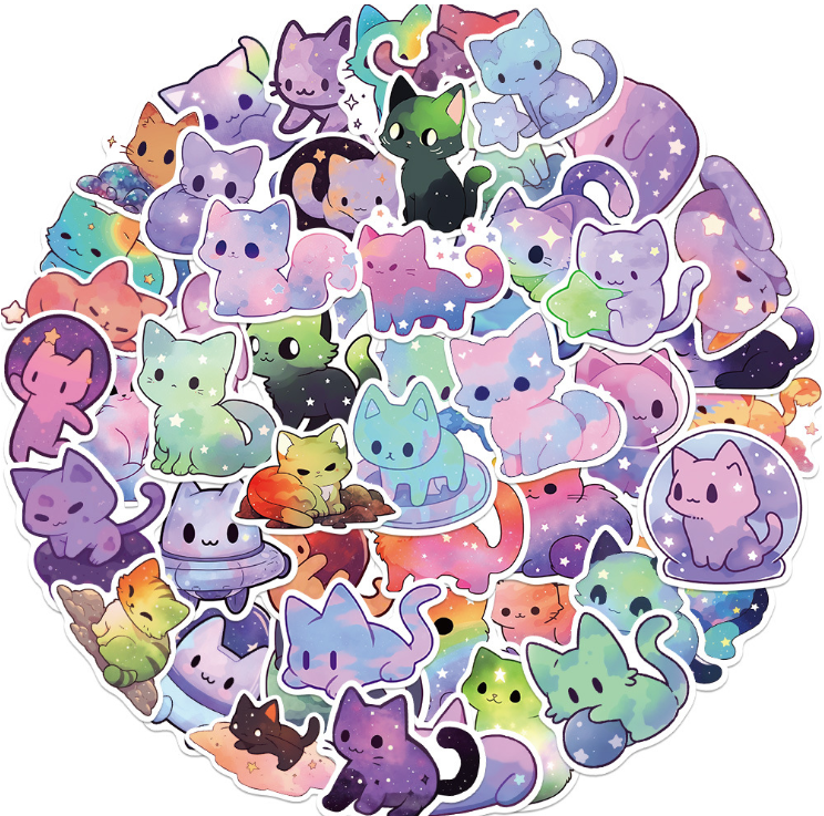 6 Random Dreamy Cat Stickers