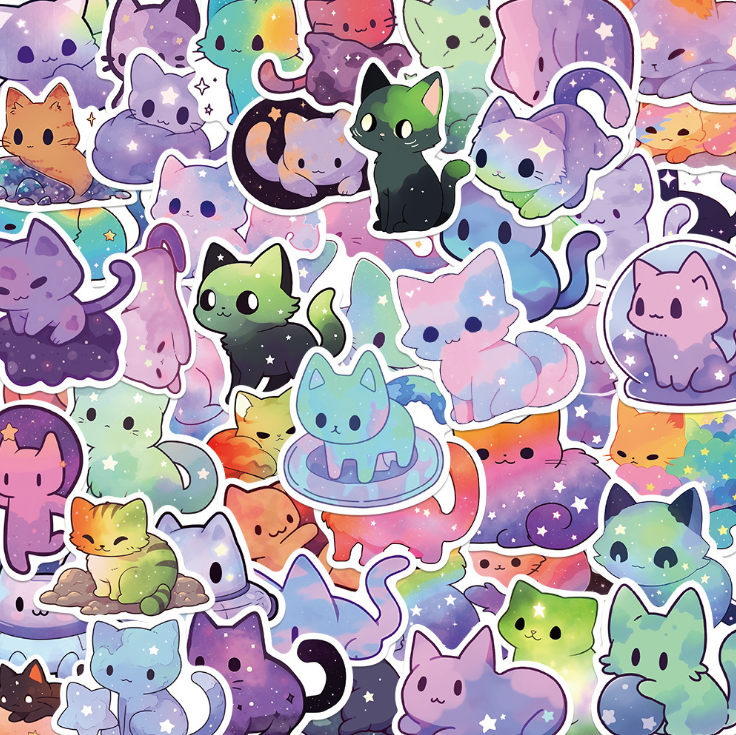 6 Random Dreamy Cat Stickers