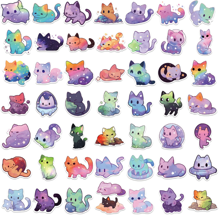 6 Random Dreamy Cat Stickers