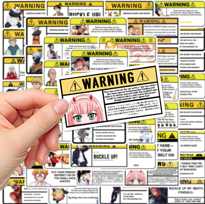 5 Random Warning Car stickers
