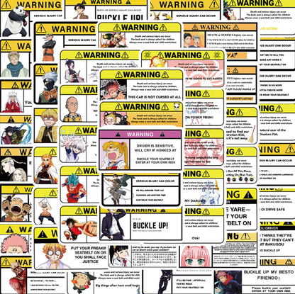 5 Random Warning Car stickers