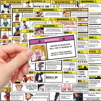 5 Random Warning Car stickers