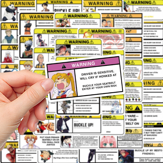 5 Random Warning Car stickers