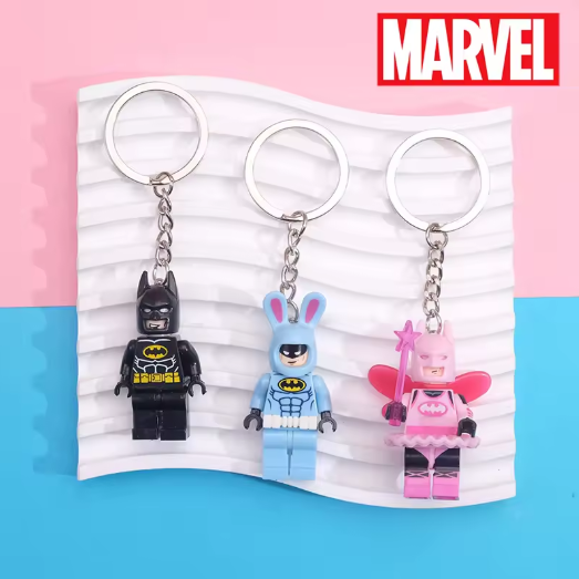 Batman Lego Minifig Couple Keychain
