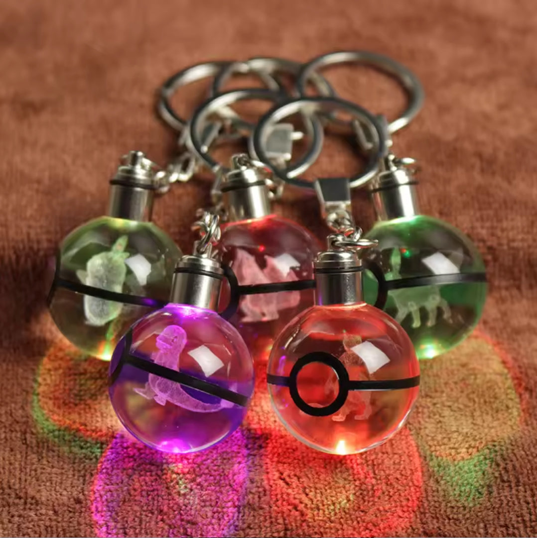 Pokeball Crystal Light Keychains
